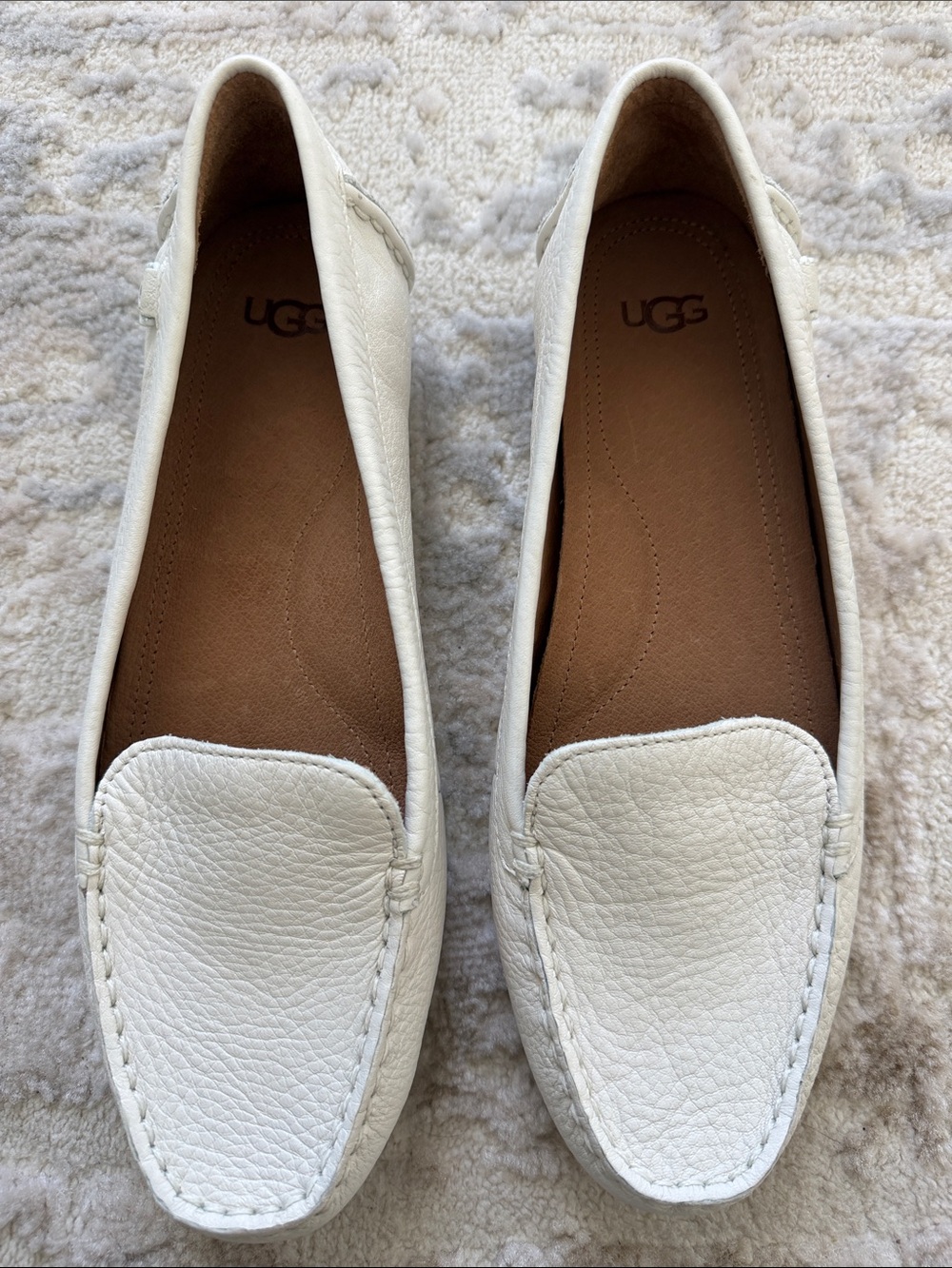 UGG Women's White Leather Slip-On Loafers